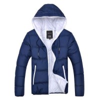 Doudoune Homme Parka Capuche Bicolore Urban jacket coat Fashion bleu fonce marine